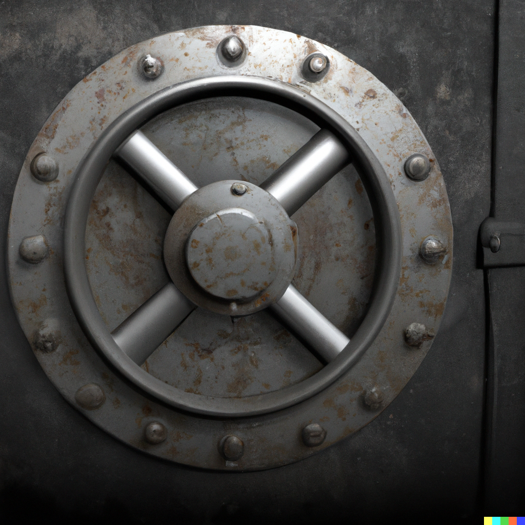 an unbreakable vault door with a wheel